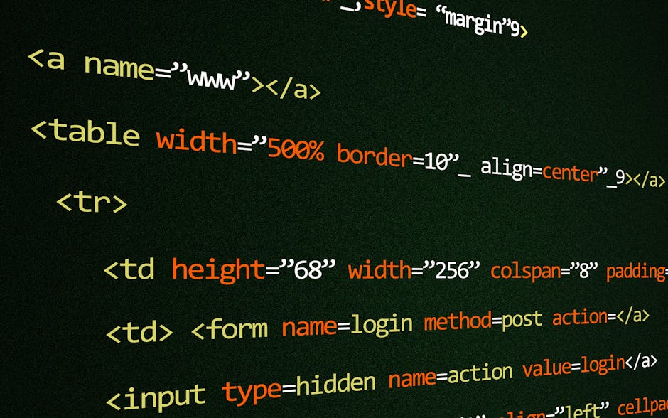 A close-up photograph of a computer screen displaying programming code with brightly colored syntax highlighting in green, orange, yellow, and blue on a dark background. The code appears to be JavaScr